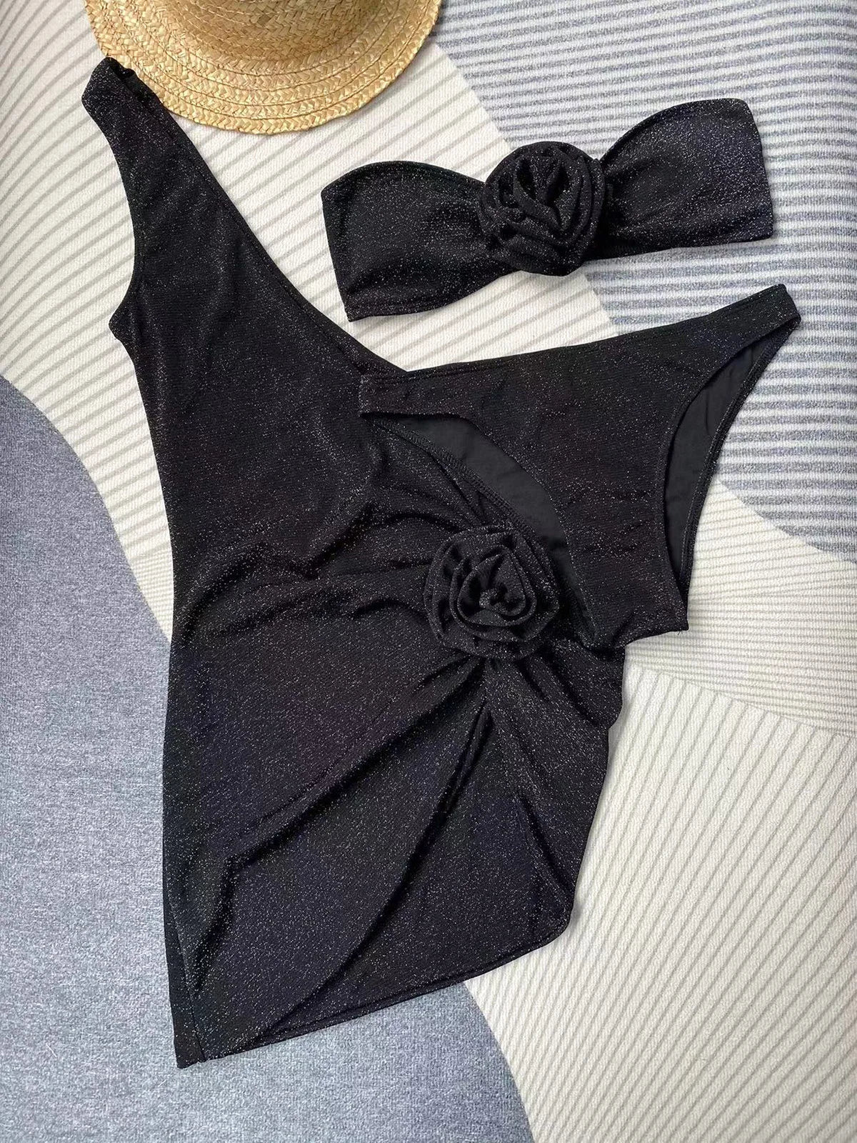 Three piece bikini black - Shop Summer Vibe